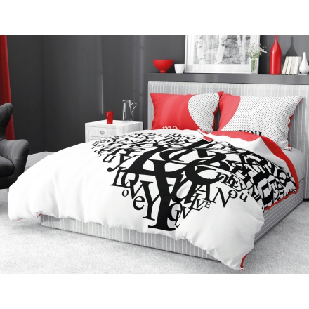 Romantic red white bedding set  200x220