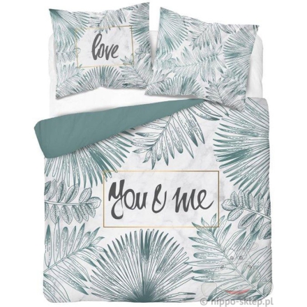 Green bedding with palm leaves 150x200 or 160x200