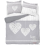 Gray wicker bedding hearts Love 150x200