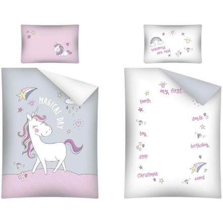 Reversible unicorn baby bedding 100x135 cm
