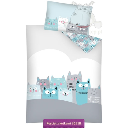 Baby bedding with cats 2651 B mint gray 5901685636223