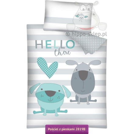 Baby bedding with little dogs mint-gray Detexpol 5901685632898