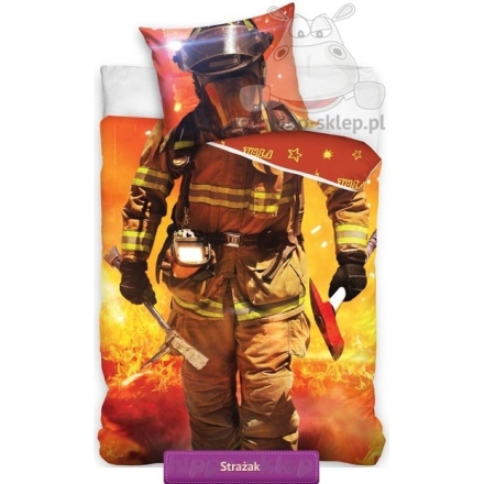 Glow in the dark cotton bedding set with fireman for boys