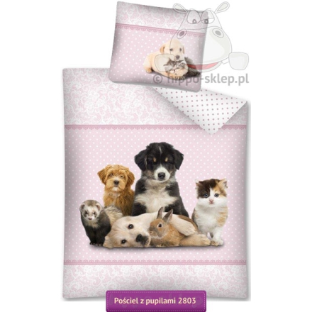 Girl's bedding with Pets, 100% cotton  
