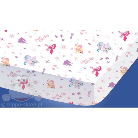 Pony theme kids fitted sheet 90x190, white