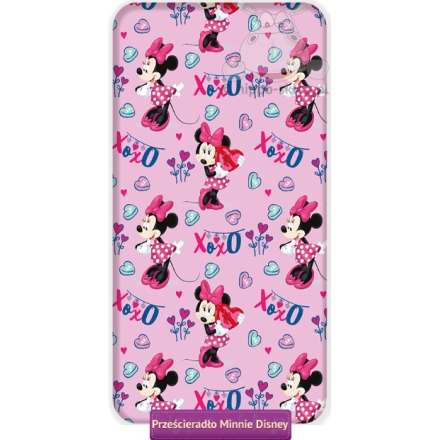 Pink fitted sheet with Minnie Mouse 90x200, Disney