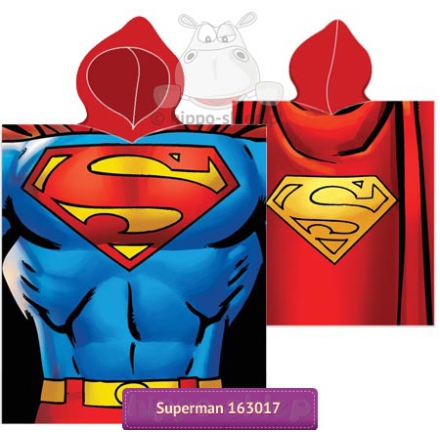 Superman hooded poncho towel 50x115, blue red