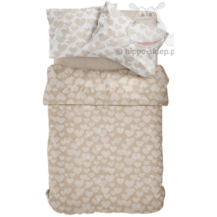 Duvet cover & pillowcase set with hearts theme 160x200 + 2x 70x80