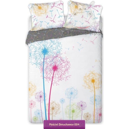 Colorful dandelions bedding 140x200 or 150x200, white & gray