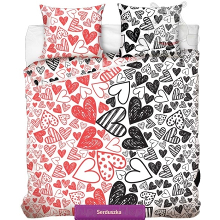 Bedding with heart red and black