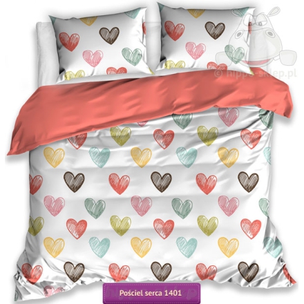 Pastel colors bed linen with hearts, Carbotex  