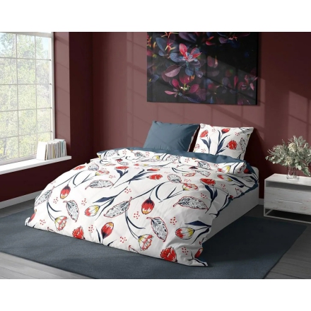 Bedding with red tulips