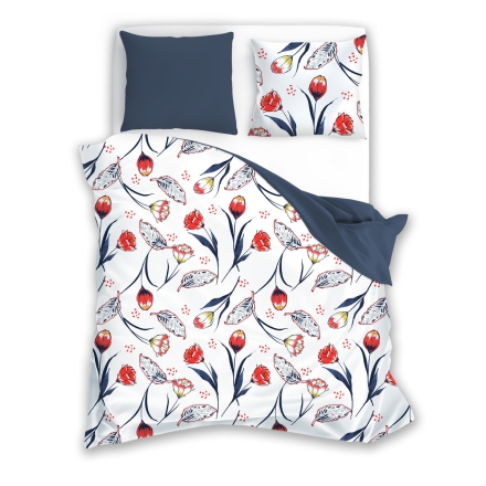 Bedding with red tulips