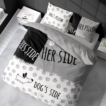 Bedding His Her and Dog's side