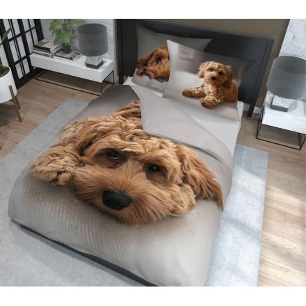 Cotton bedding with poodle dog puppy 200x200 + 2x 50x60