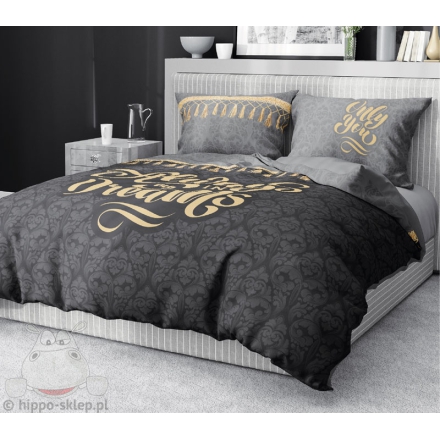 Graphite bedding for adults with golden decor 150x200 or 160x200