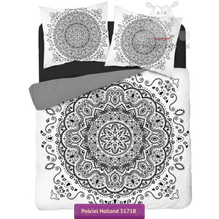 Mandala design bedding for a double bed 220x200 or 200x200, black & white