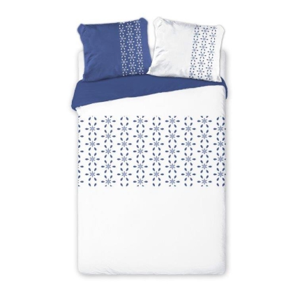 White blue bed linen with snow flakes Scandic 200x200 or 200x220