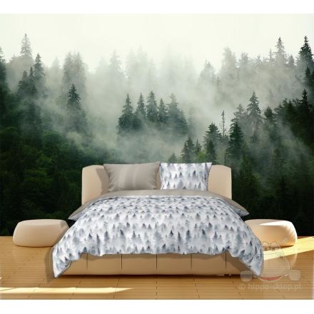 Bed linen forest with the fog