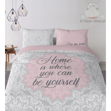 Gray and pink My Home bedding 160x200 or 150x200