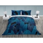 Navy blue bed linen with canna leaves design 200x200 cm