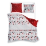 Bedding with Christmas tree decorations red gray 140x200, 150x200