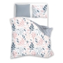 Bedding with pastel leaves 140x200 or 150x200, gray & white 