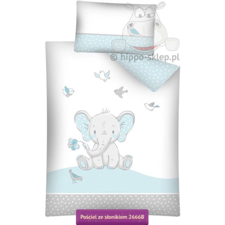 Blue & gray baby bedding with elephant 2666 B, Detexpol, 