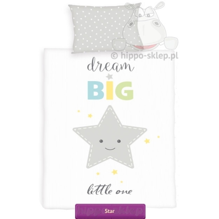White baby bedding with star Dream big 100x135 or 90x130 