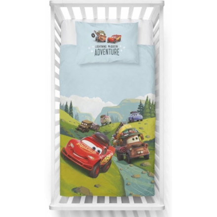 Cotton bed set for boys with Cars 90x120 + 40x60