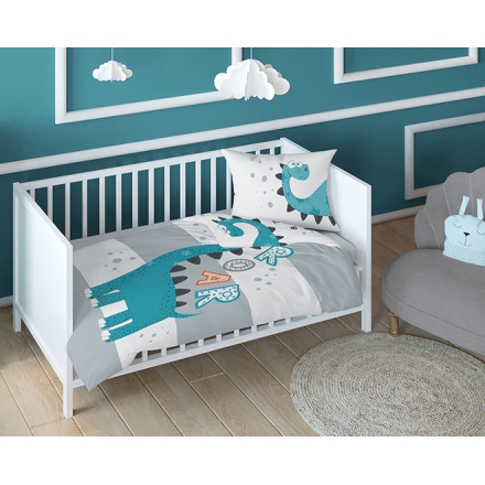 Crib bedding with dinosaur stripes 90x130