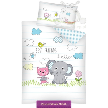 Baby bedding with little kitty & elephant 100x135 or 90x120