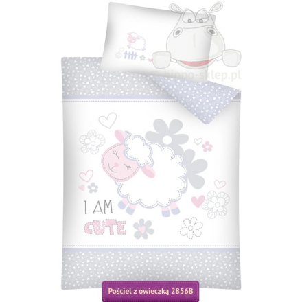 Grey baby bedding with sheep 100x135 or 90x120 cm