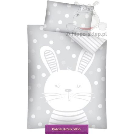 Reversible bamboo baby bedding with little bunny 80x120 or 90x120, gray