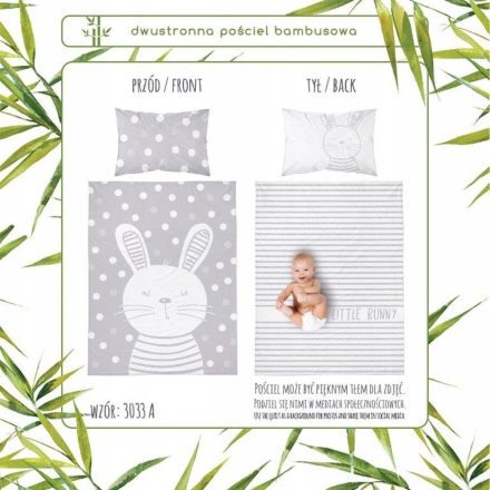 Cot bed bamboo bedding with bunny 100x135 or 90x130