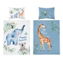 Reversible baby bedding with giraffe and elephant, 90x130