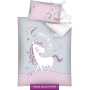 Gray pink Lulumi Unicorn baby bedding 90x120 cm