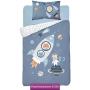 Double-sided baby bedding with a rocket and planets 100x135