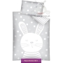 Reversible bamboo baby bedding with little bunny 80x120 or 90x120, gray