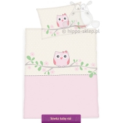 Baby bedding pink owl 90x120 or 80x120 cm