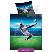 Reversible bedding with football player 140x200, green-blue