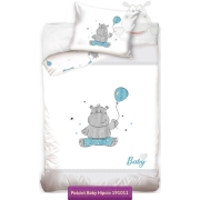 Baby bedding hippo with blue balloon 100x135, white