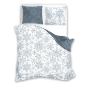 Bedding with snowflakes in white and grey-blue 140x200 or 150x200