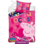 Kids bedding with Peppa Pig playing guitar 140x200, 135x200
