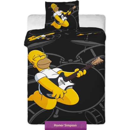 Homer Simpson play guitar black kids bedding 140x200