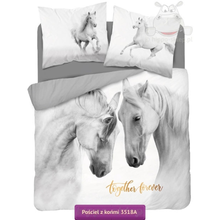 Black & white bedding with horses 140x200 or 150x200