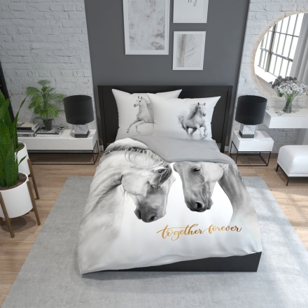 Holland nature bed linen with mare & stallion 180x200 or 160x200