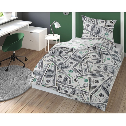 Teenagers bed linen with cash 150x200 cm, gray and green 