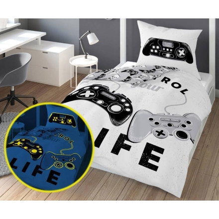 Gaming bedding set with a glow-in-the-dark motif 135x200