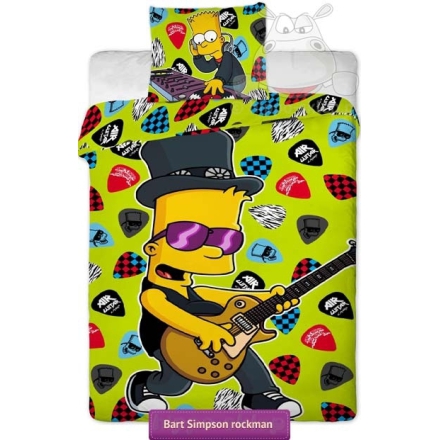 Bart Simpson rock star kids bedding 140x200 lime color